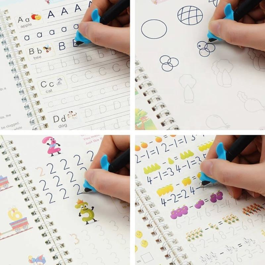 Sank Magic Practice Copy book (4 Books + Magic Pen & 10 Ink Refills)
