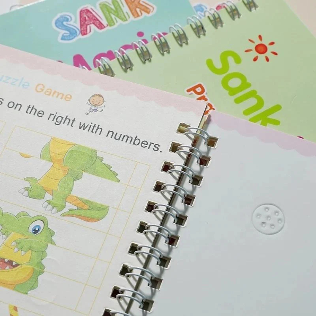 Sank Magic Practice Copy book (4 Books + Magic Pen & 10 Ink Refills)