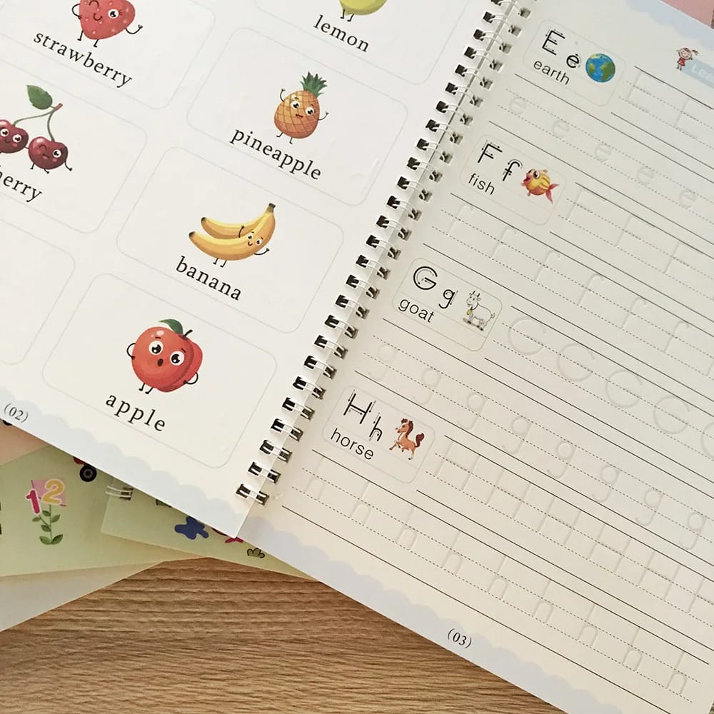 Magic Practice Copy book (4 Books + Magic Pen & 10 Ink Refills)