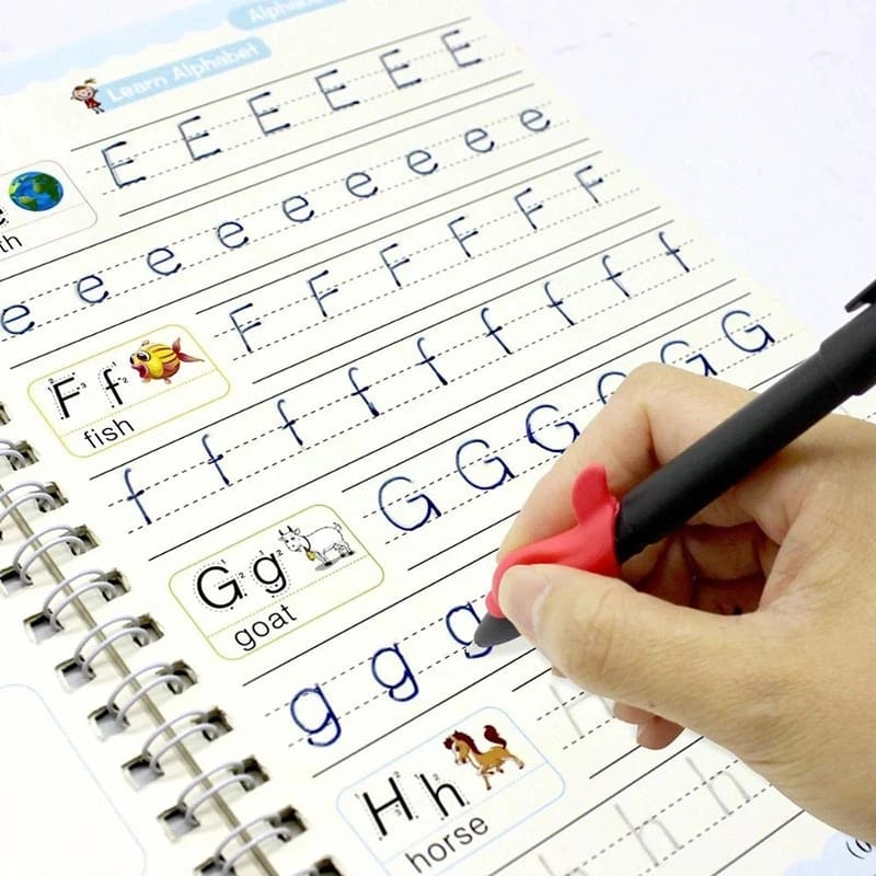 Magic Practice Copy book (4 Books + Magic Pen & 10 Ink Refills)